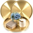 thumbnail image 1 of 12 Inch Gold Round Serving Tray, 3 Pack Stainless Steel Coffee Table Tray, Modern Decorative Vanity Trays for Coffee Table Bar Vanity Bathroom Candle Display, 1 of 6