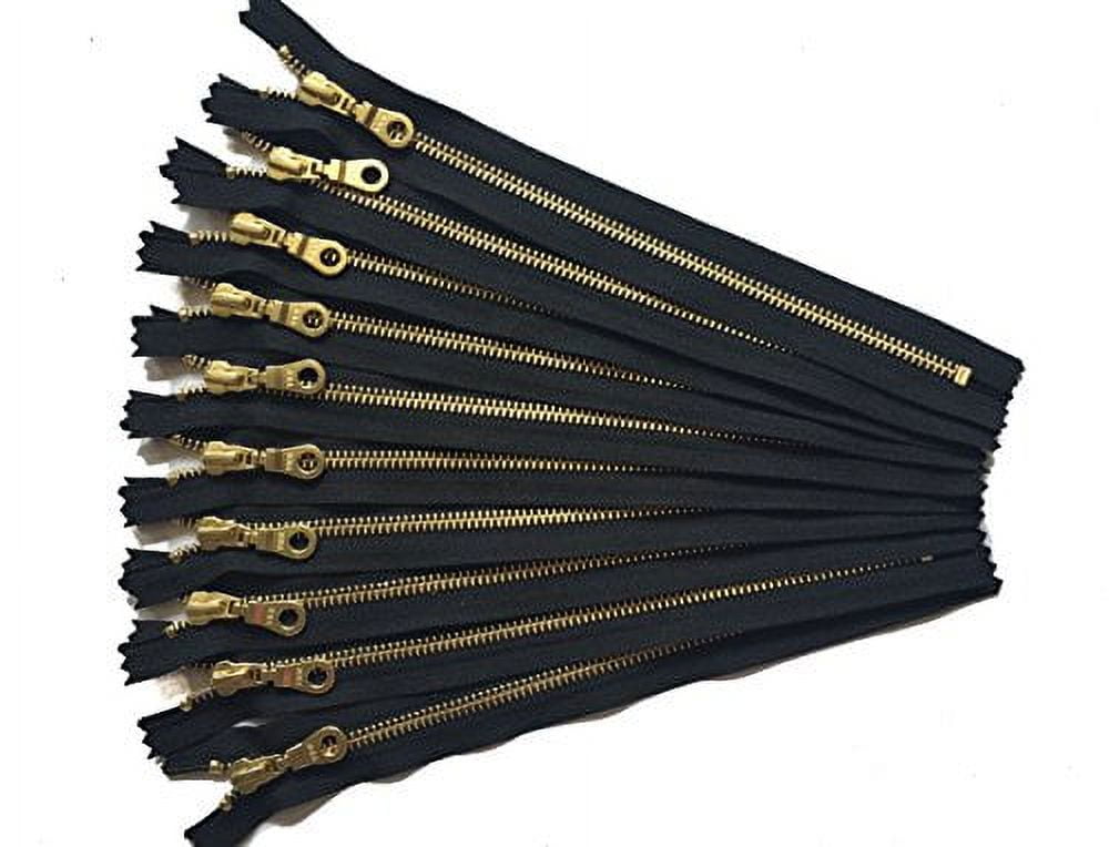 12 Inch Black YKK Metal Zippers – Antique Brass Donut Pulls, No. 5, Closed Bottom, Set Of 12 By Craftbot - View #12