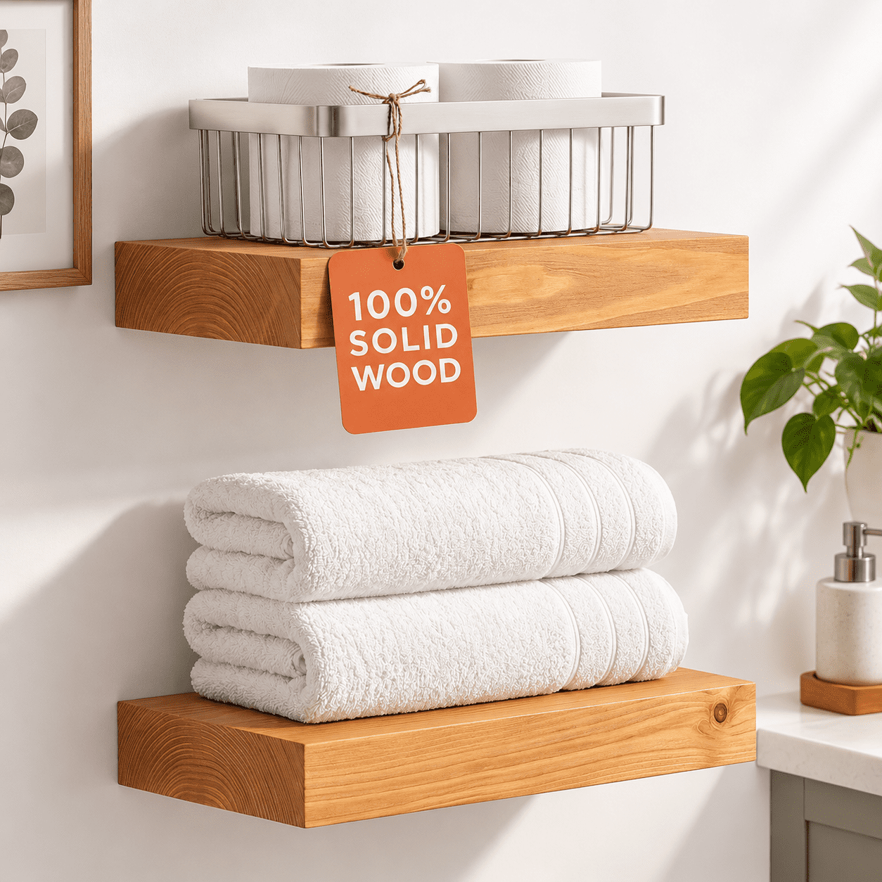12 Inch Golden Oak - Light Woodgrain Floating Shelves, Pack of 4