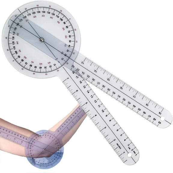 12 Inch Goniometer, Transparent Angle Measuring Tool for Education and General Measurement