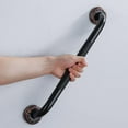 12-Inch Grab Bar Featuring Anti-Slip Handrail, Solid Brass, Oil Rubbed ...