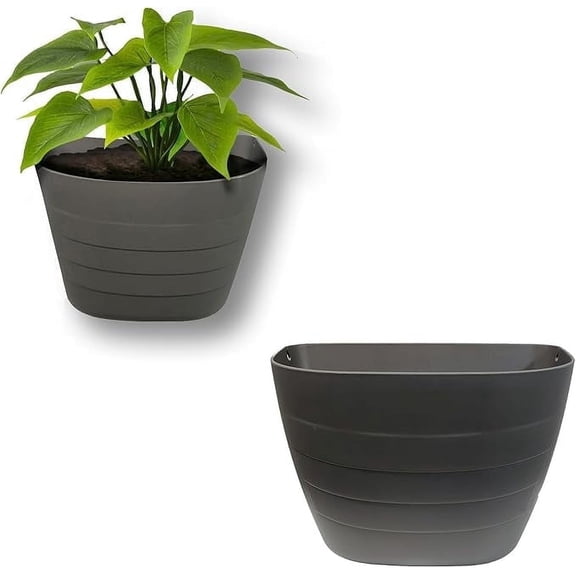 12 Inch Gray Wall Planter, Self-Watering Concrete Hanging Planter for Indoor & Outdoor Use, Large Wall Planter with Self-Watering Grid, Ideal for Flowers, Vegetables & Herbs, UV Resistant