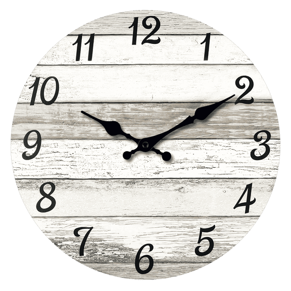 12 Inch Grey Wooden Rustic Wall Clocks Battery Operated