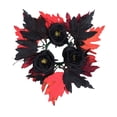 thumbnail image 1 of 12 Inch Halloween Candle Ring Wreath, Artificial Black Rose with Red Maple Leaves, Gothic Fall Mini Wreath for Pillar Candle Tabletop Decoration, 1-Pack, 1 of 6
