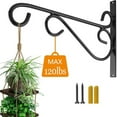 thumbnail image 1 of 12 Inch Hanging Plant Bracket, Thick Solid Steel Wall Mount Bracket for Heavy Duty Decorations, Rust-Resistant Plant Hanger Hook for Planters, Wreaths, Fruit baskets, Wind Spinners, Lights, Lanterns, 1 of 6