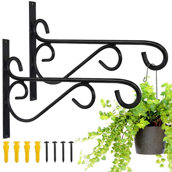 12 Inch Hanging Plant Bracket, Thick Solid Steel Wall Mount Bracket for Heavy Duty Decorations, Rust-Resistant Plant Hanger Hook for Planters, Wreaths, Fruit baskets, Wind Spinners, Lights, Lanterns