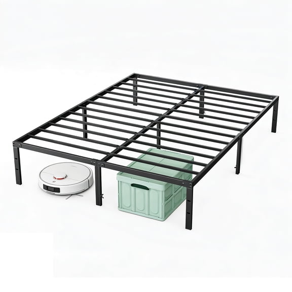 Black Heavy Duty Metal Platform Bed Frame 12 Inch Height, Under-bed Storage, Strong Steel Support, No Box Spring Required & Quick Assembly