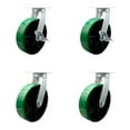 thumbnail image 1 of 12 Inch Heavy Duty Green Poly on Cast Iron Caster Set 4 Swivel Locks 2 Brakes, 1 of 2