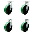 thumbnail image 1 of 12 Inch Heavy Duty Green Poly on Cast Iron Swivel Caster Set with 2 Swivel Locks, 1 of 2