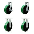 thumbnail image 1 of 12 Inch Heavy Duty Green Poly on Cast Iron Wheel Caster Set 2 Brakes 2 Rigid SCC, 1 of 2
