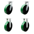 thumbnail image 1 of 12 Inch Heavy Duty Green Poly on Cast Iron Wheel Caster Set 2 Swivel 2 Rigid SCC, 1 of 2