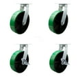 thumbnail image 1 of 12 Inch Heavy Duty Green Poly on Cast Iron Wheel Swivel Caster Set with 2 Brakes, 1 of 2