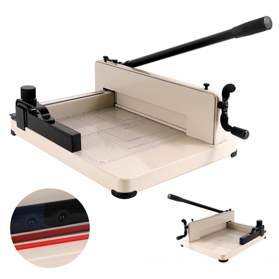 12 Inch Heavy Duty Guillotine Paper Cutter, 400 Sheet Capacity, HSS Anti-Rust Blade, Double Safety Lock & Sturdy Metal Base for Office Home