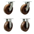 thumbnail image 1 of 12 Inch Heavy Duty High Temp Phenolic Wheel Caster Set 2 Swivel 2 Rigid Set of 4, 1 of 2