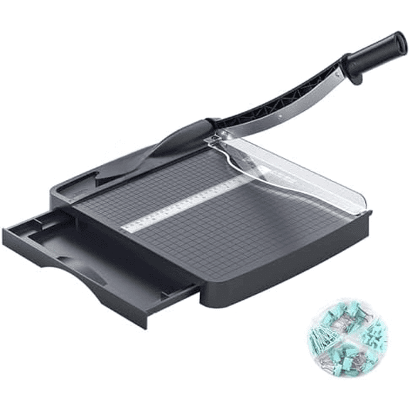 12 Inch Heavy Duty Paper Cutter, 12-16 Sheets Capacity Guillotine Paper Cutter & Paper Trimmer, Paper Cutting Board for Classroom, Crafting, Cardstock Gray$$Office