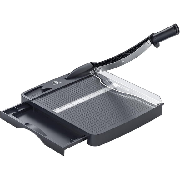 12 Inch Heavy Duty Paper Cutter, Guillotine Paper Cutter & Paper Trimmer, 12-16 Sheets Capacity Paper Cutting Board for Classroom, Crafting, Cardstock Gray