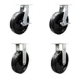 thumbnail image 1 of 12 Inch Heavy Duty Phenolic Wheel Caster Set 2 Swivel Lock and Brake 2 Rigid SCC, 1 of 2