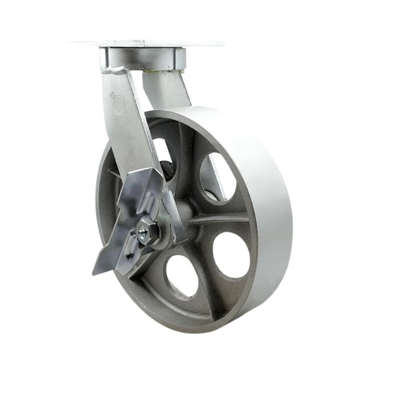 12 Inch Heavy Duty Semi Steel Cast Iron Caster with Brake and Swivel Lock SCC