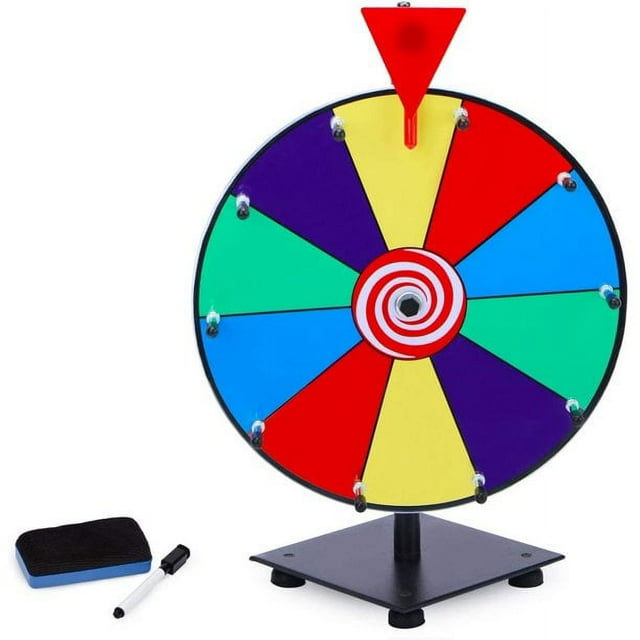 12 Inch Heavy Duty Spinning Prize Wheel 10 Slots Color Tabletop Roulette Wheel of Fortune