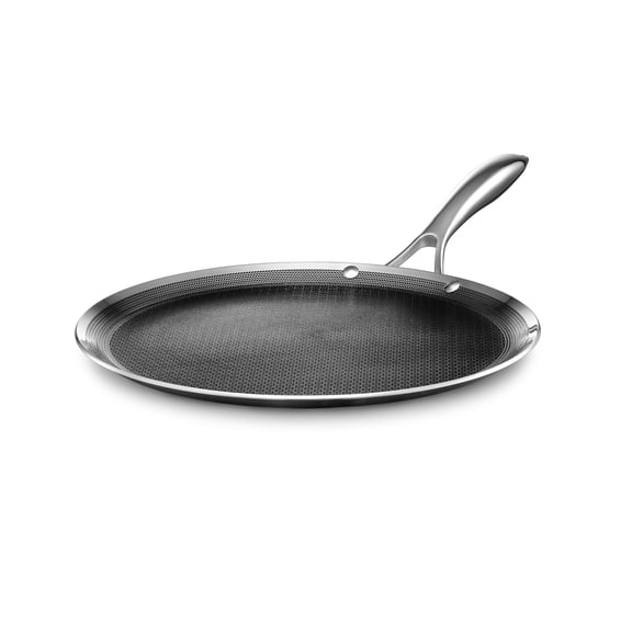 12 Inch Hybrid Nonstick Griddle Pan, Laser Etched Hexagonal Stainless Steel Ceramic Flat Skillet, Tri-Ply Aluminum Core Induction Compatible Cookware Oven Safe to 900F