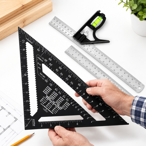 12 Inch Imperial Carpentry Rafter and Combo Square Set for Woodworking and Framing