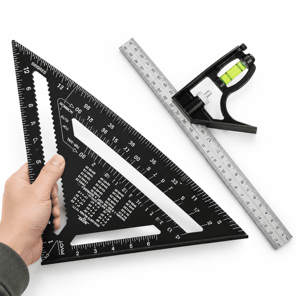 12 Inch Imperial Carpentry Square Combo Set, Woodworking Framing Layout Tool
