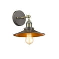 thumbnail image 1 of 12 Inch Industrial Round Wall Sconce, Metal Shade, Bronze, 1 of 2