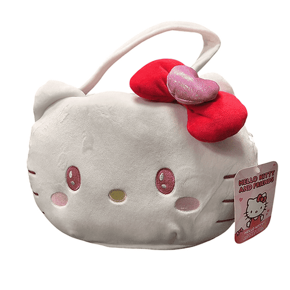 12 Inch Jazwares Sanrio Hello Kitty with Red Bow and Heart Plush Basket