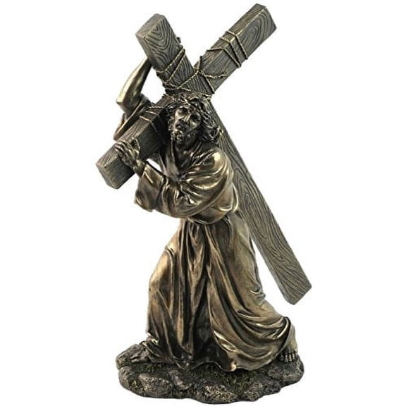 12 Inch Jesus on The Way to Calvary Cold Cast Bronze Figurine