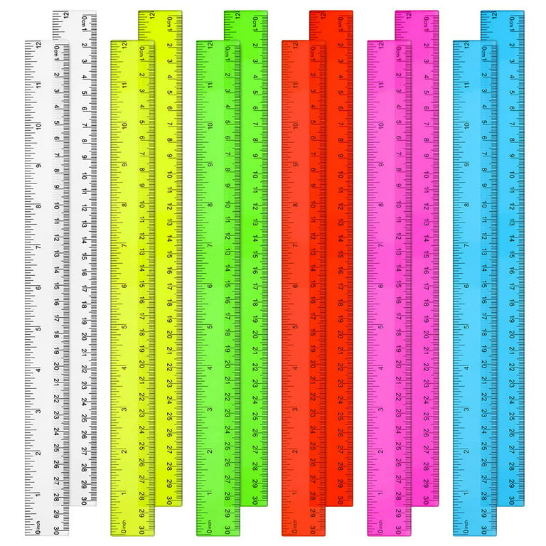 Rulers 12 Inch, 7 Pack Color Transparent Ruler Plastic Rulers, Kids Ruler  for School, Clear Ruler with Centimeters and Inches for School Home Office