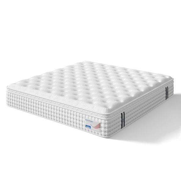 12 Inch King Hybrid Mattress Memory Foam & Pocket Spring Bed Medium Firm Comfort, Spine Support, Quiet & Breathable