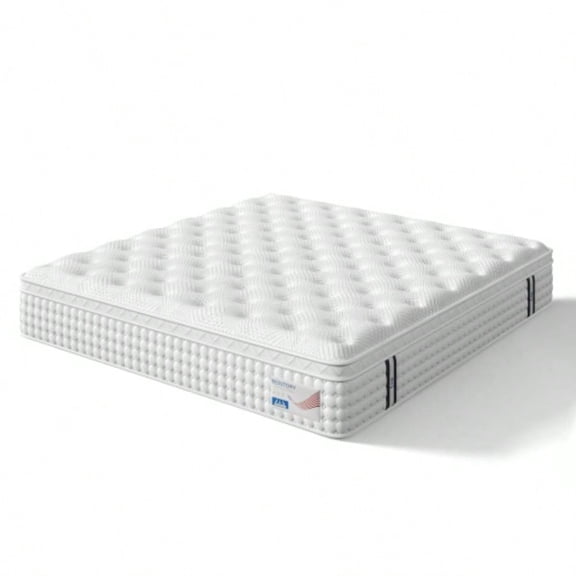 12 Inch King Hybrid Mattress with Foam & Pocket Springs, Medium Firm, Spine Support, Quiet Breathable