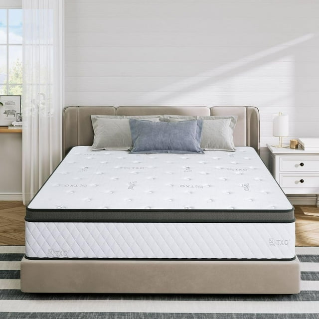 12 Inch King Mattress Hybrid, Pocketed Coils, High Density Foam, Edge