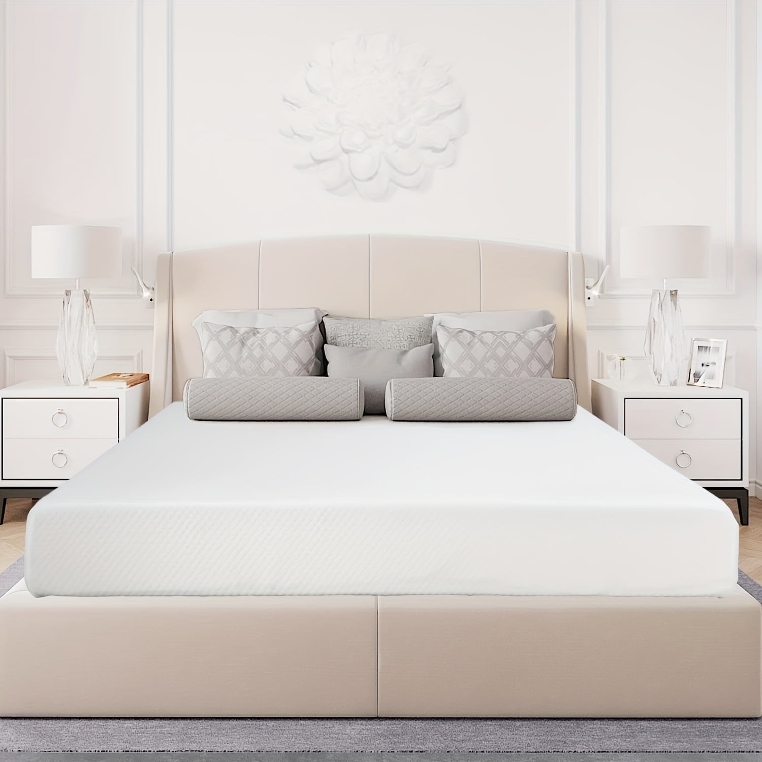 12 Inch King Mattress, Memory Foam Mattress, Medium-Firm Mattress, Breathable Bed Mattress with Removable Cover in Box, White