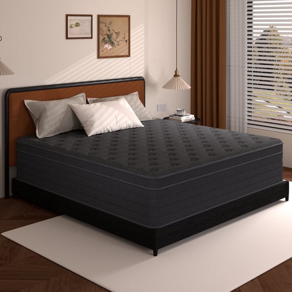12 Inch King Size Mattress,Gray Cooling Gel Memory Foam Mattress in a Box, Individual Pocket Spring Hybrid Mattress,Pressure Relief, CertiPUR-US