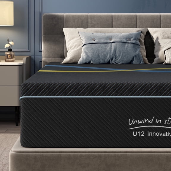 Timber Vibe Studio 12 inch King Size Memory Foam Mattress, Medium Firm Support for Pressure Relief, CertiPUR-US Certified & Fiberglass Free, Black