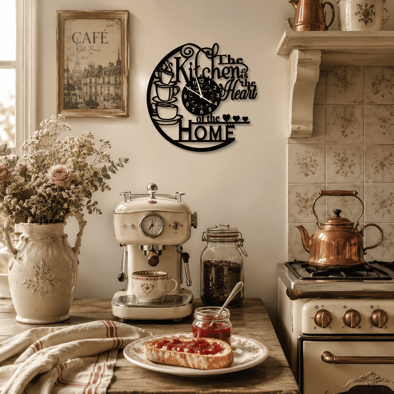 Kinglive, Kitchen Theme Vintage Vinyl Wall Clock, 12 inch, Black ...