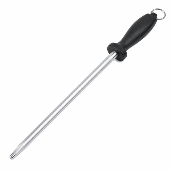 12 Inch Knife Sharpening Steel, Carbon Steel Honing Rod with Black Handle, Knife Sharpener Stick for Kitchen Knives, Chef Knives, BBQ Tools and Edge Maintenance