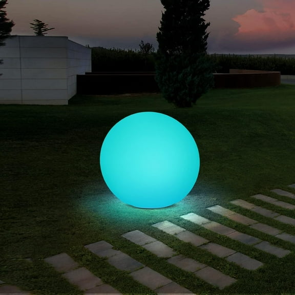 12-Inch LED Ball Light, Solar Rechargeable Globe Light Color Changing Solar Globe Lamp IP67 Waterproof Outdoor Garden RGB Orb Light for Patio Pool Yard Bar Party Decorative Lighting