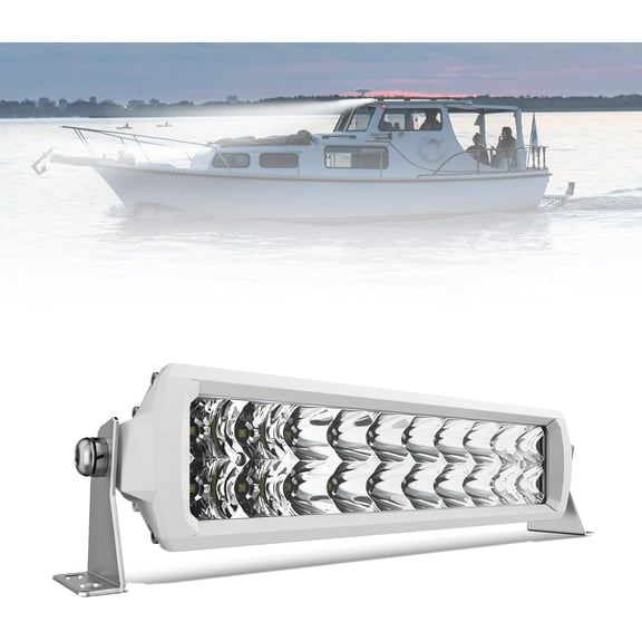 12 Inch LED Light bar, IP68&IP69K Led Boat Light, White Dual Row Flood and Spot Combo Beam Off-Road Lights for Pickup 4x4 ATV UTV Boat