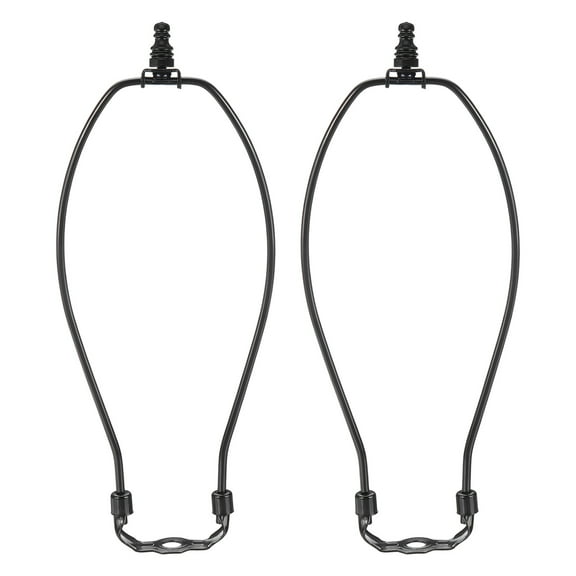 12 Inch Lamp Harp Kit with 1" Tall Iron Finial, 2 Set Heavy Duty Bracket with Standard Saddle & Finial Detachable Shade Holder for Table Floor Lamps, Black