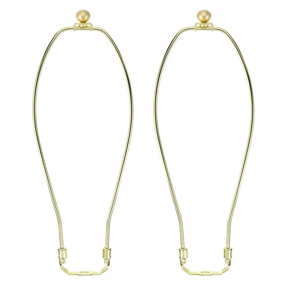 12 Inch Lamp Harp Kit with 17.5mm Solid Brass Ball Finial, 2 Set Heavy Duty Bracket with Standard Saddle & Finial Detachable Shade Holder for Table Floor Lamps, Gold