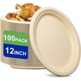 12 Inch Large Oval Paper Plates 100 Pack EcoFriendly & Compostable
