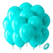 12 Inch Latex Balloons with Assorted Ribbon, Ready Round Balloon Bulk Pack for Birthday Parties Student Showers Weddings Turquoise 100 Count