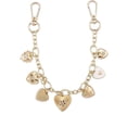 thumbnail image 1 of 12 Inch Length Love Inscription Seven Distinct Heart Charms Snap Hook Bag Charm Chain Keychain, Gold, 1 Count, 1 of 6