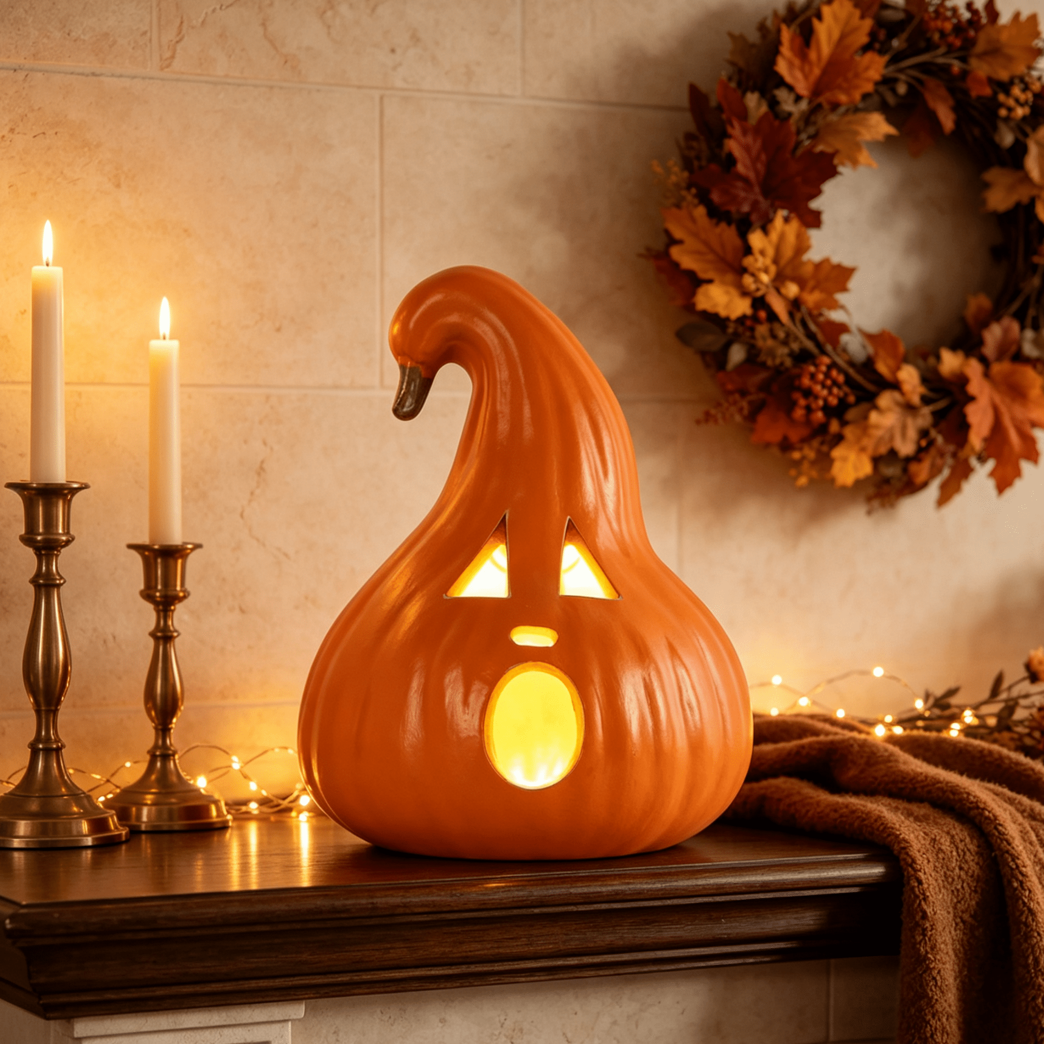 12 Inch Light Up Jack-O'-Lantern - Halloween Pumpkin Lantern for