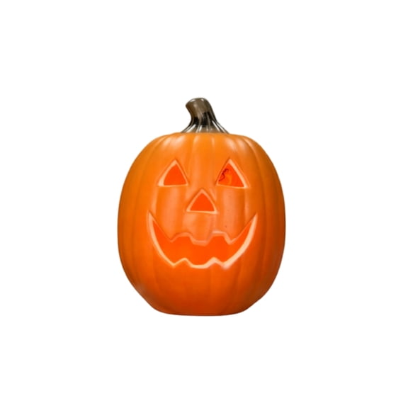 12 Inch Lighted Jack-O-Lantern Halloween Blow Mold Pumpkin Decoration, Large Creepy Carved Face Illuminated Halloween Prop for Front Porch Yard Garden Path Party Decor