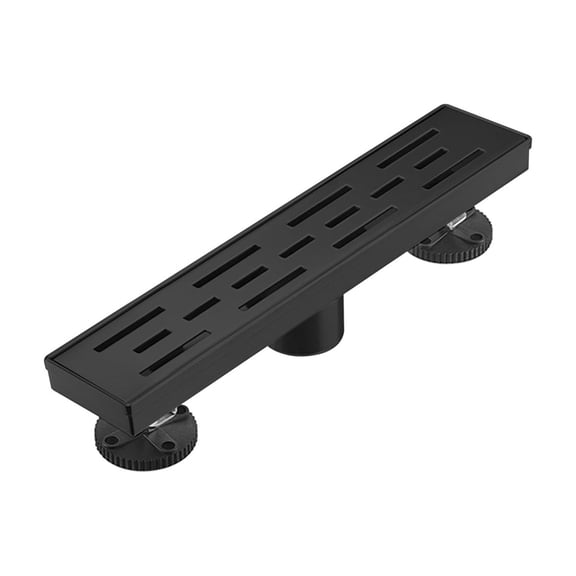12 Inch Linear Shower Drain 304 Stainless Steel Removable Brick Pattern Grate with Hair Strainer Leveling Feet