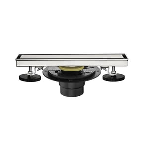 12 Inch Linear Shower Drain, Brushed Nickel, Stainless Steel, Hair Strainer, Leveling Feet, Flange
