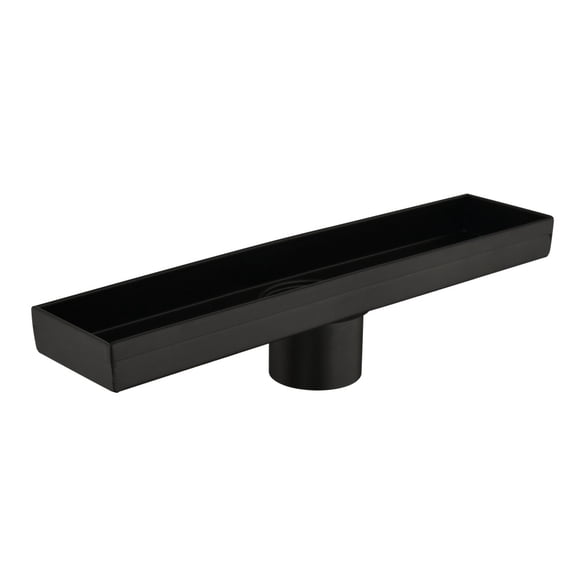 12 Inch Linear Shower Drain, Matte Black 304 Stainless Steel with Removable Cover, Hair Strainer & Leveling Feet, Flange Included